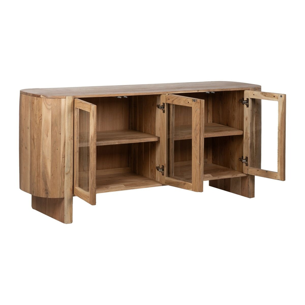 Aparador de madera de mango y cristal, 180 cm, sin montaje — imagen 3
