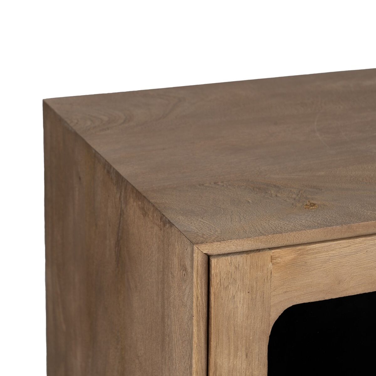 Aparador de cristal y madera de mango, negro y natural — imagen 4