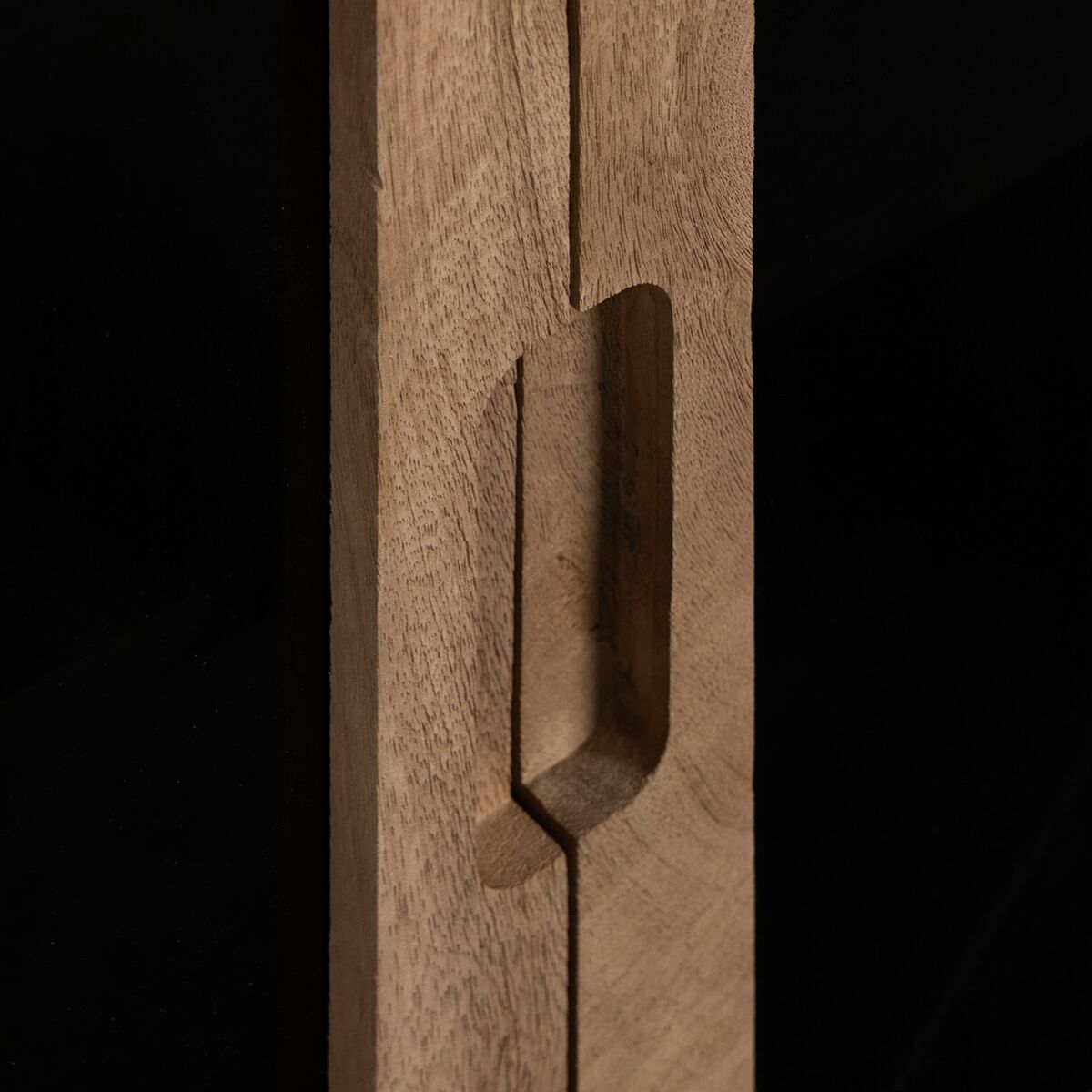 Aparador de cristal y madera de mango, negro y natural — imagen 7