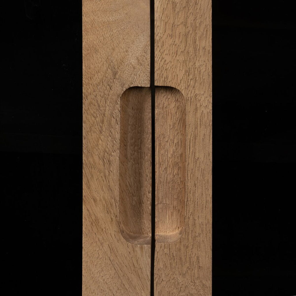 Aparador de cristal y madera de mango, negro y natural — imagen 10