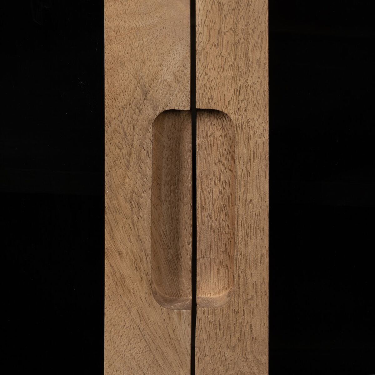 Aparador de cristal y madera de mango, negro y natural — imagen 10