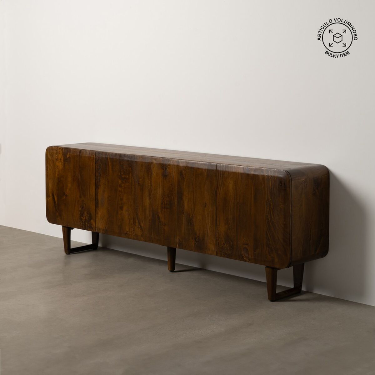 Aparador marrón y negro de madera de mango, 234 x 44 x 86 cm — imagen 2