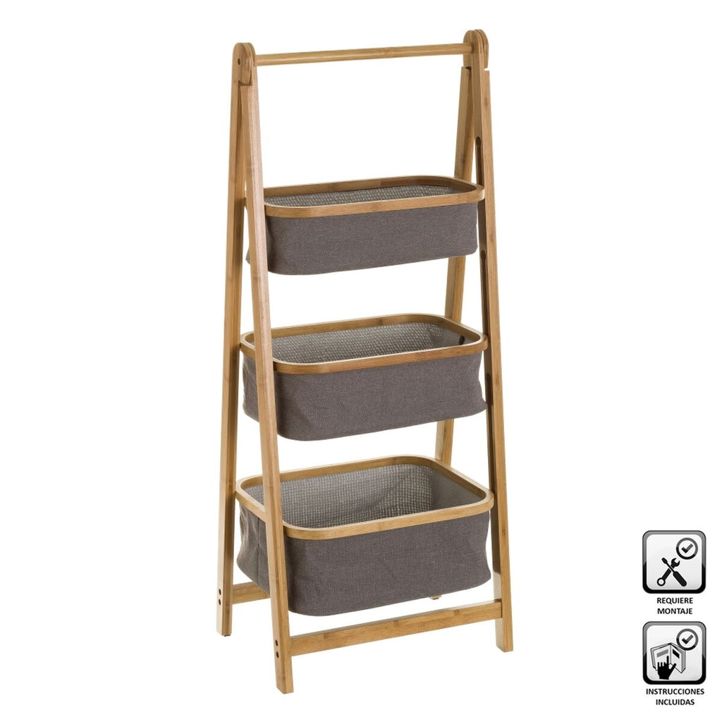 Estantería de baño auxiliar de bambú, gris, 45 x 34 x 109 cm — imagen 2