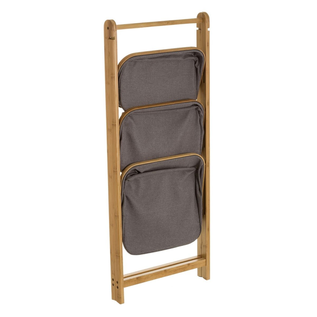 Estantería de baño auxiliar de bambú, gris, 45 x 34 x 109 cm — imagen 6