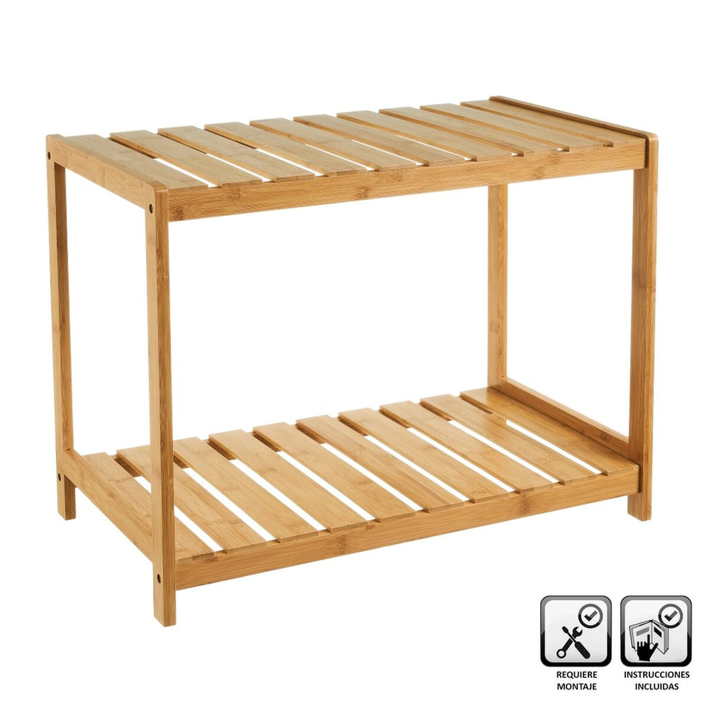 Estantería de baño natural de bambú, 61 x 35 x 48 cm — imagen 2