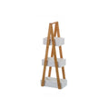 Estantería de baño blanca y natural de bambú y MDF, 30 x 81 cm