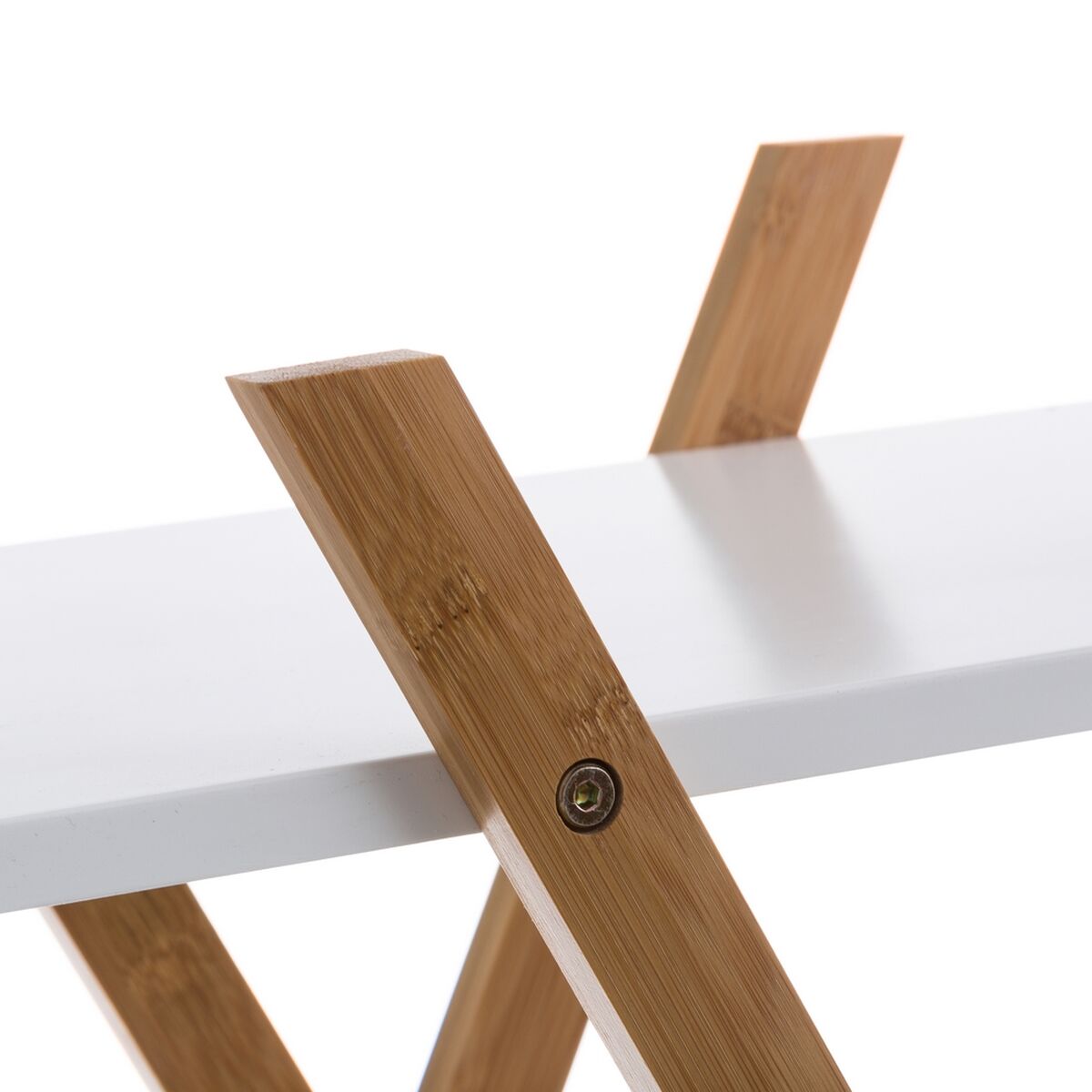 Estantería de baño blanca y natural de bambú, 125 x 30 x 103 cm — imagen 4