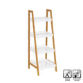 Estantería de baño blanca de bambú y MDF, 35 x 34 x 98 cm