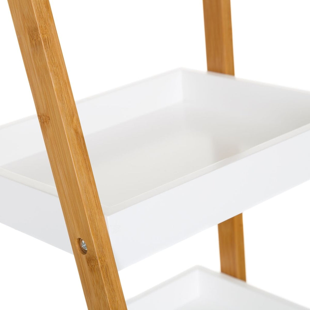 Estantería de baño blanca de bambú y MDF, 35 x 34 x 98 cm — imagen 2