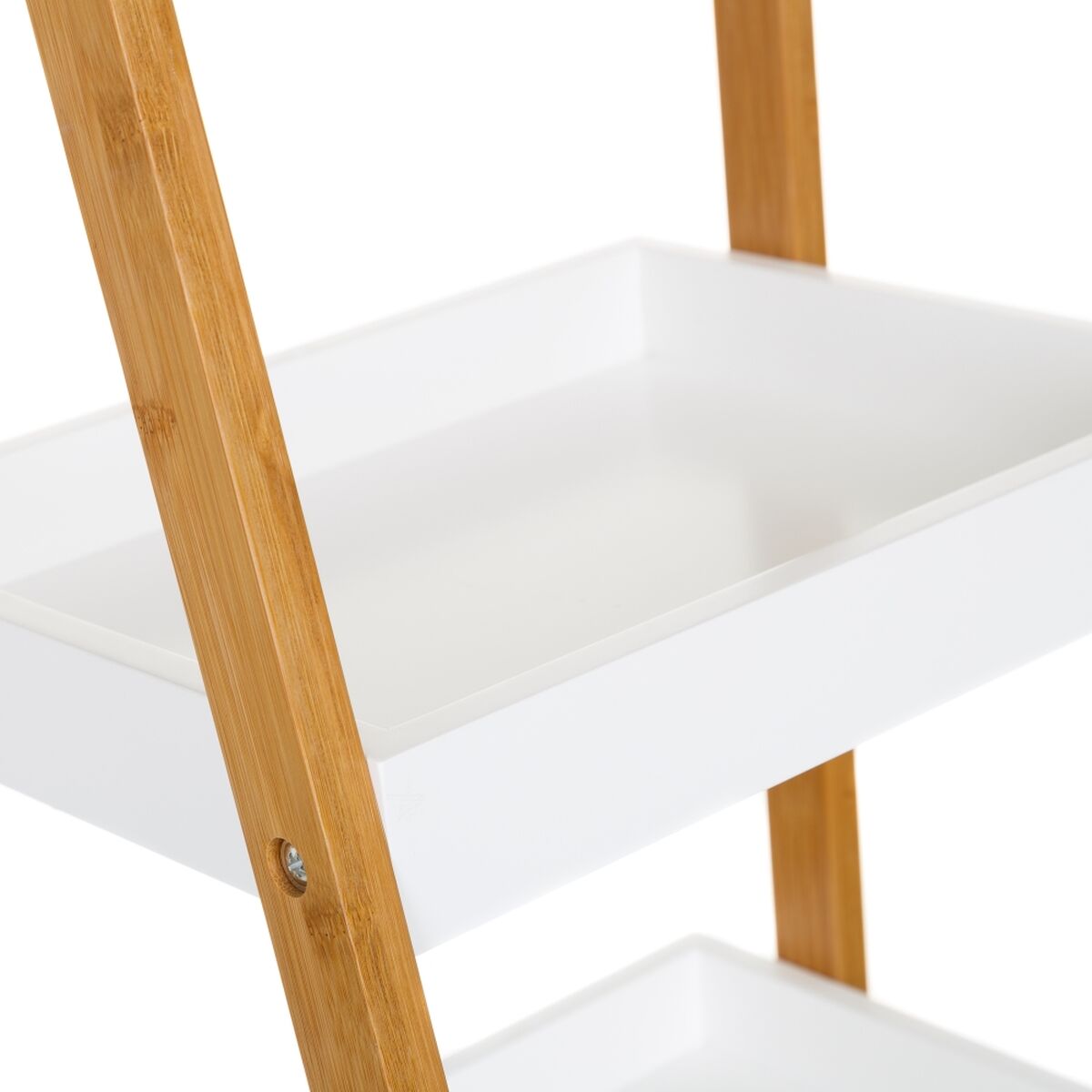Estantería de baño blanca de bambú y MDF, 35 x 34 x 98 cm — imagen 2