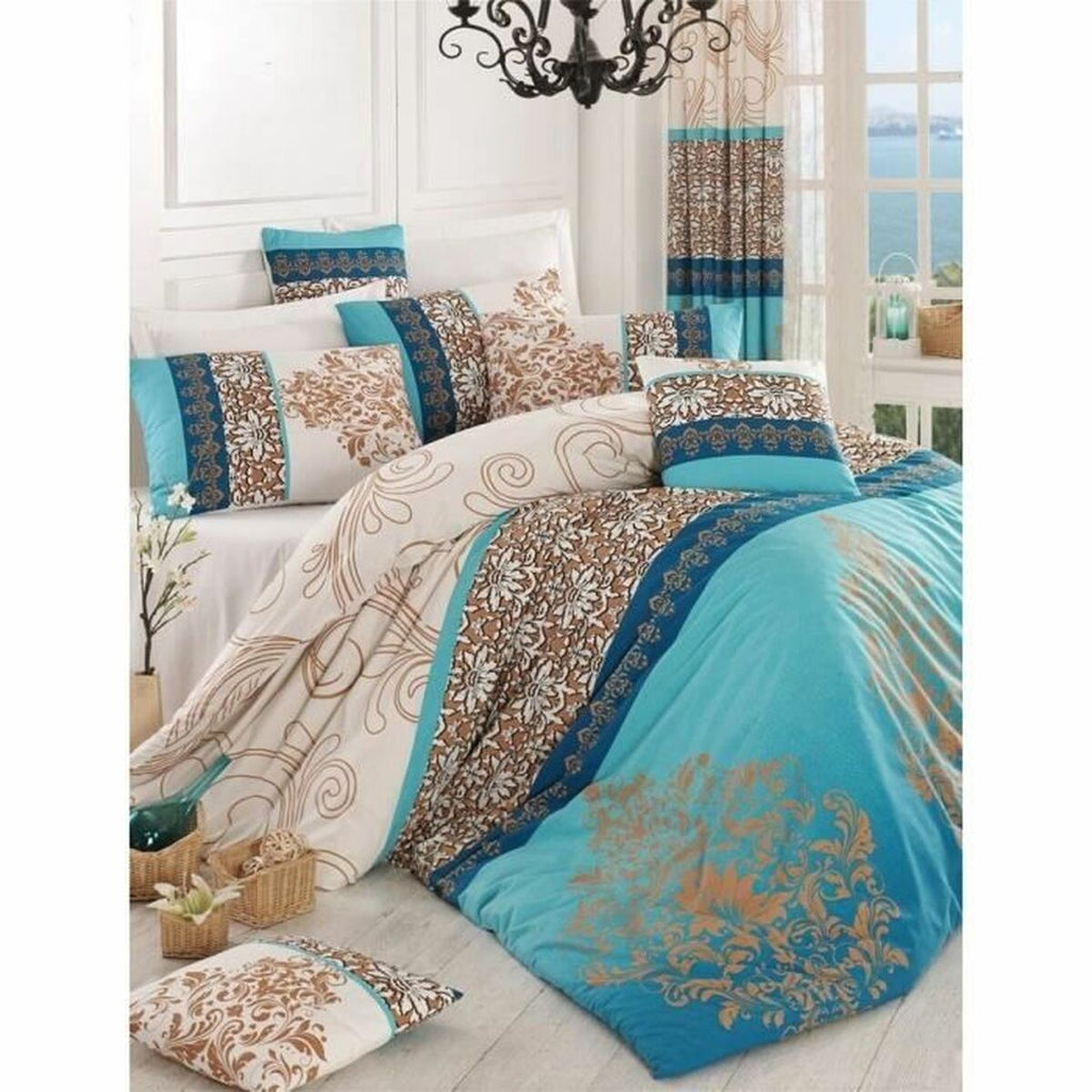 Juego de funda nórdica de algodón turquesa, cama de 200 — imagen 2