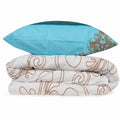 Juego de funda nórdica de algodón turquesa, cama de 200