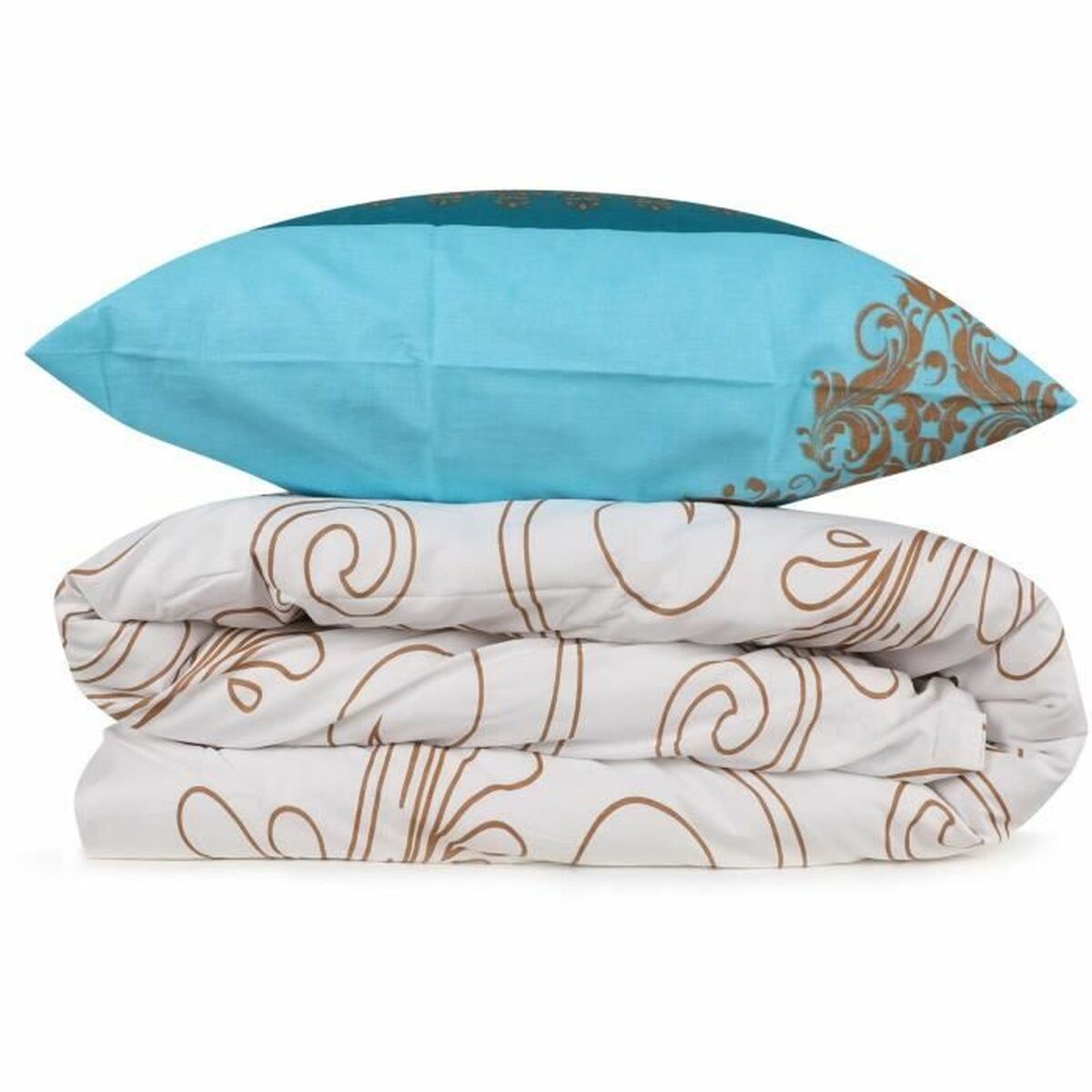 Juego de funda nórdica de algodón turquesa, cama de 200