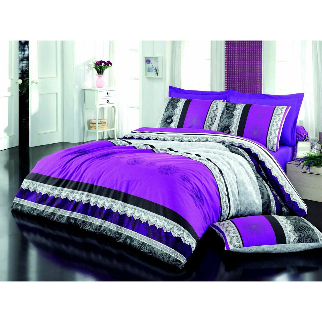 Juego de funda nórdica de algodón morado, cama de 200 — imagen 6