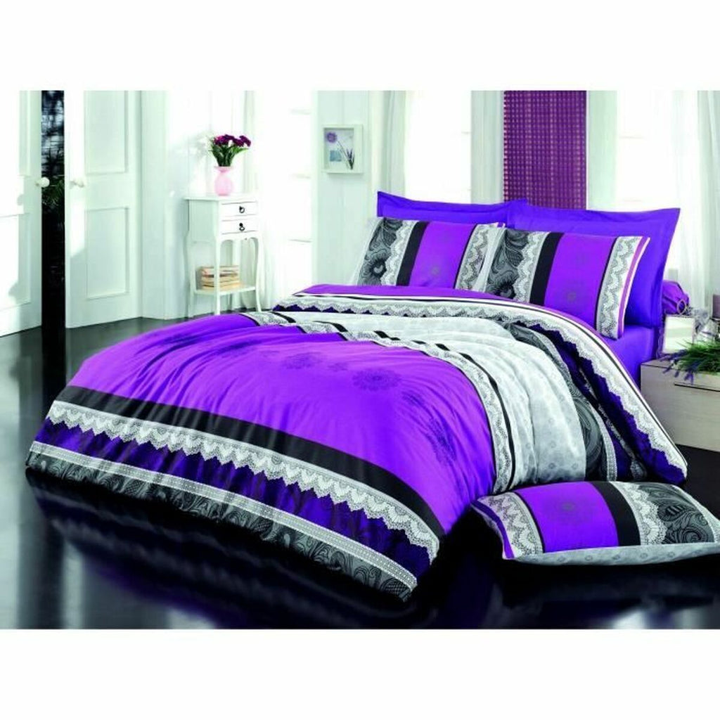 Juego de funda nórdica de algodón morado, cama de 200 — imagen 2