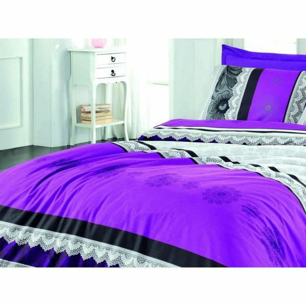 Juego de funda nórdica de algodón morado, cama de 200 — imagen 4