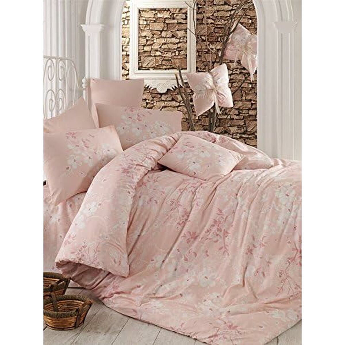 Juego de funda nórdica de algodón rosa, cama de 200 — imagen 5