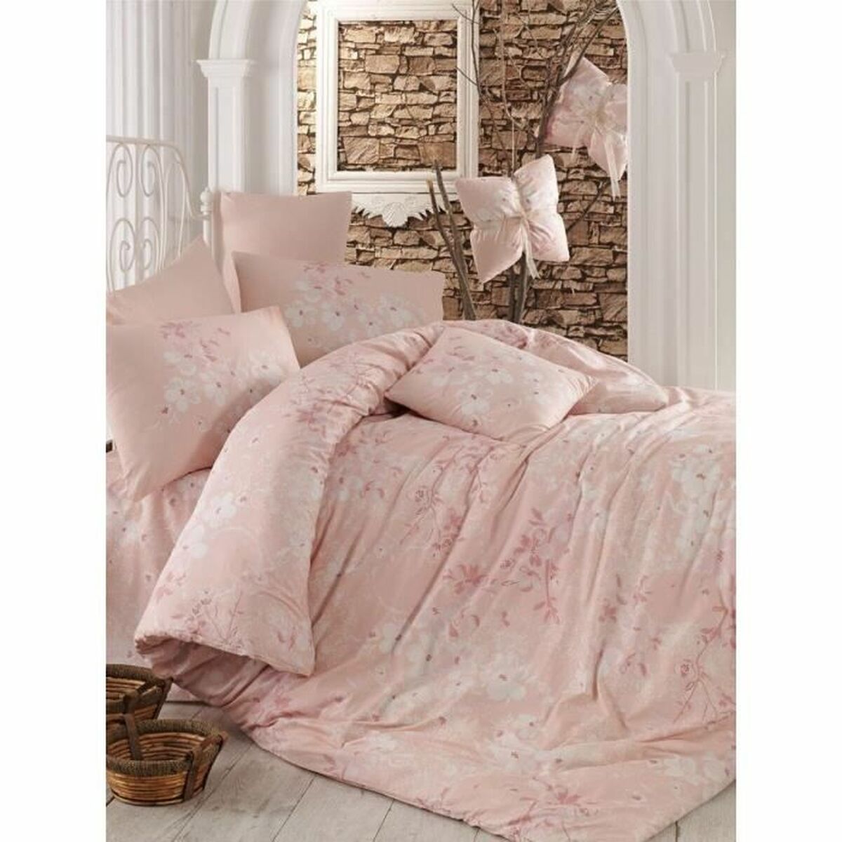 Juego de funda nórdica de algodón rosa, cama de 200 — imagen 2