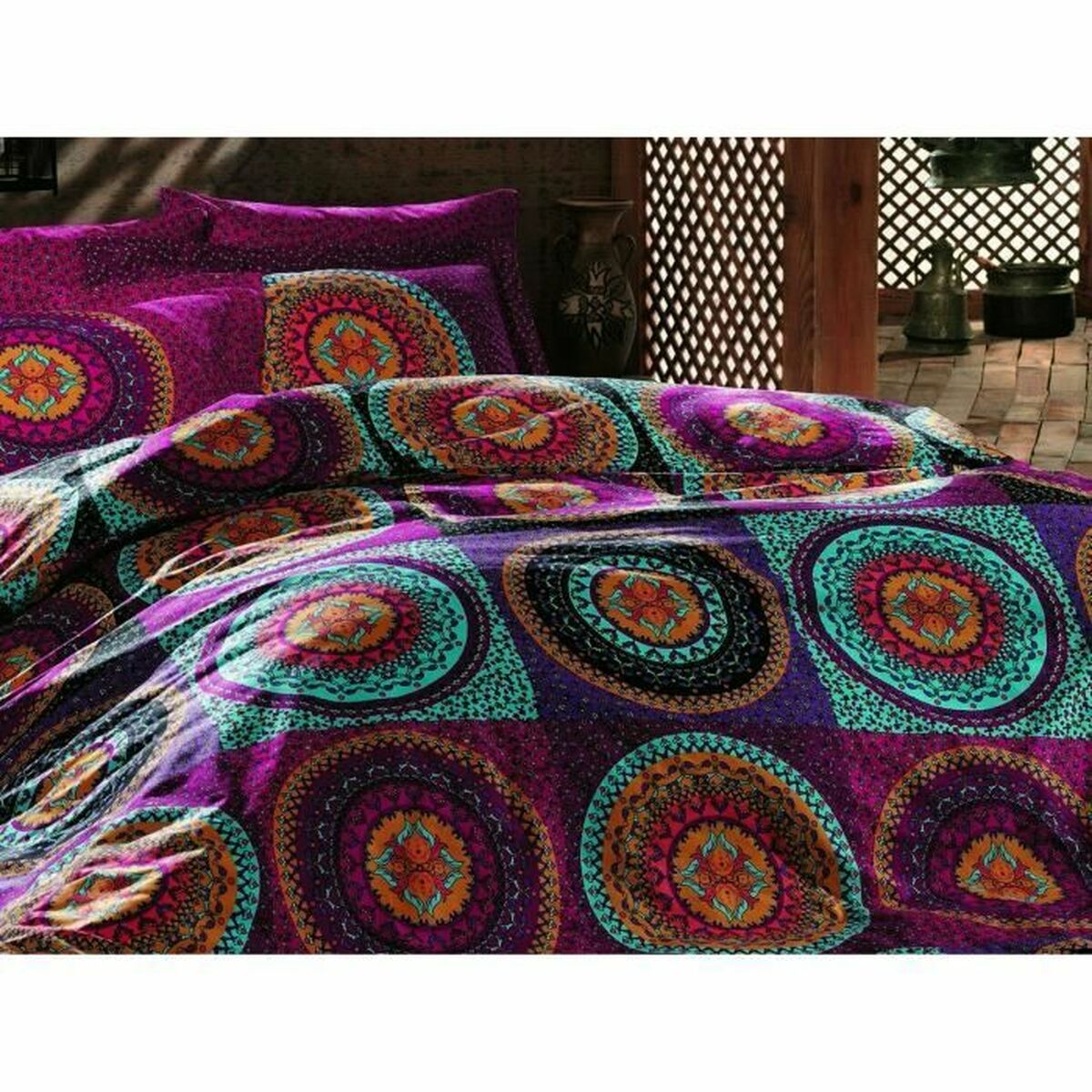 Juego de funda nórdica multicolor de algodón, 220 x 240 cm — imagen 3