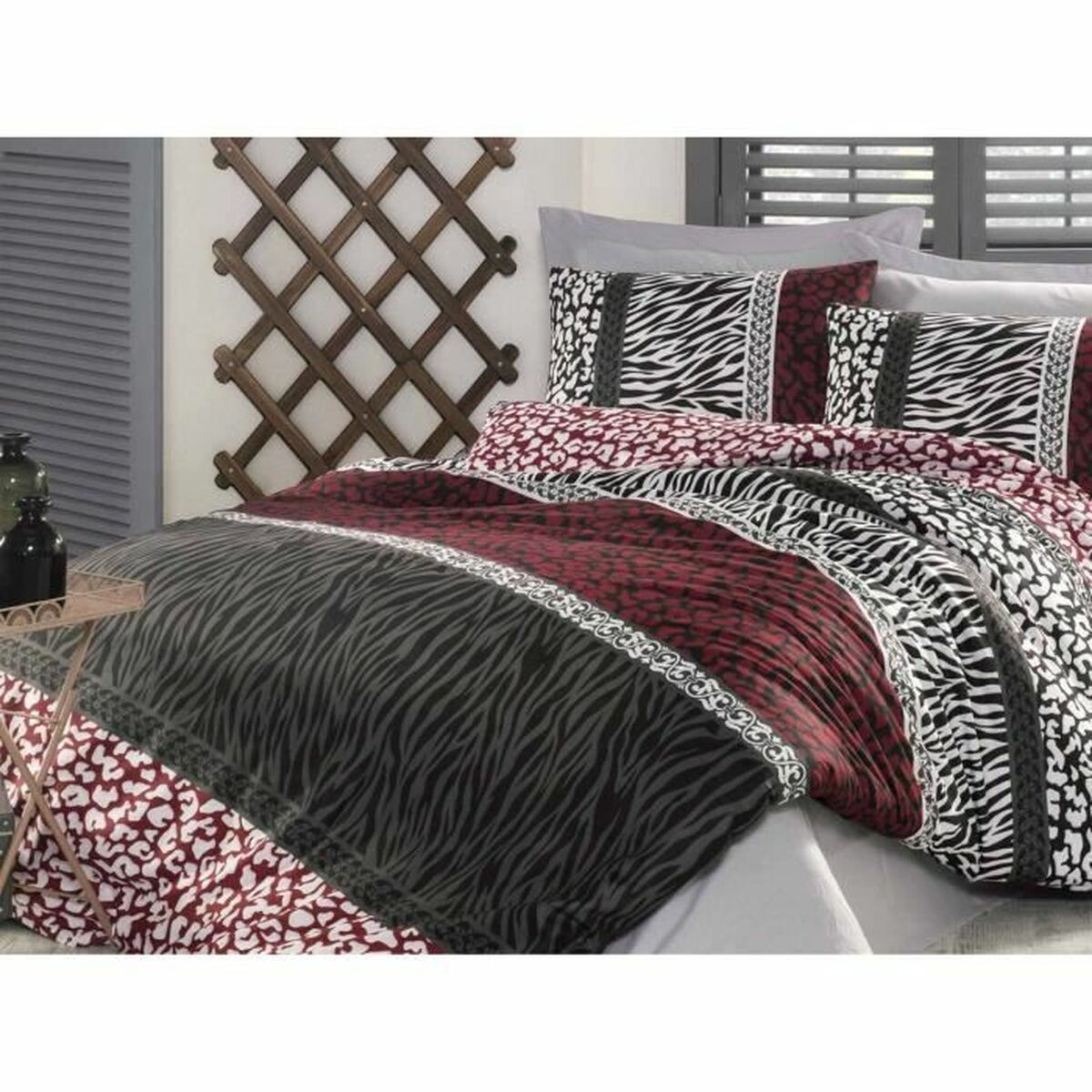 Juego de funda nórdica de algodón rojo, cama de 200, 3 piezas — imagen 3
