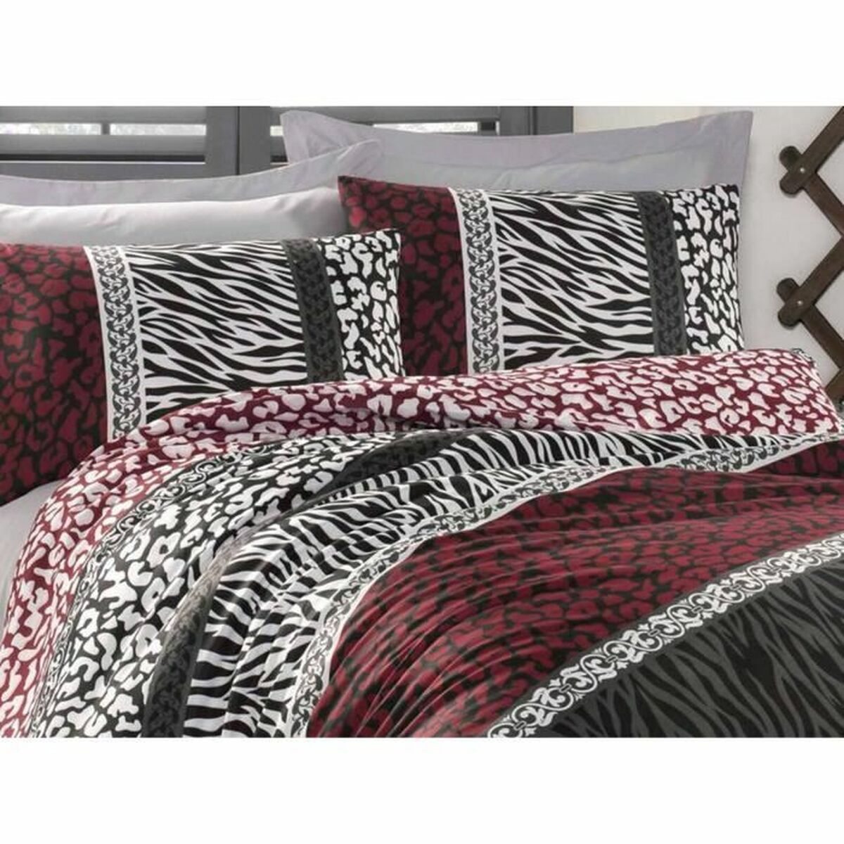 Juego de funda nórdica de algodón rojo, cama de 200, 3 piezas — imagen 5
