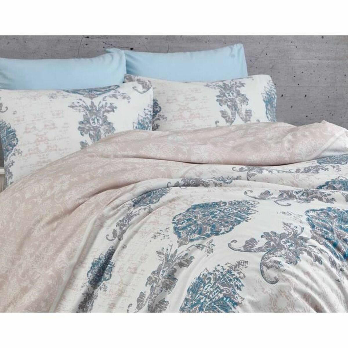 Juego de funda nórdica azul de algodón, cama de 200 cm — imagen 5