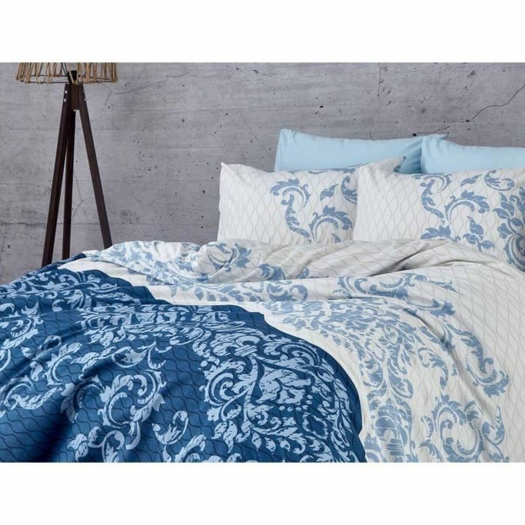 Juego de funda nórdica azul de algodón, cama de 200 — imagen 3