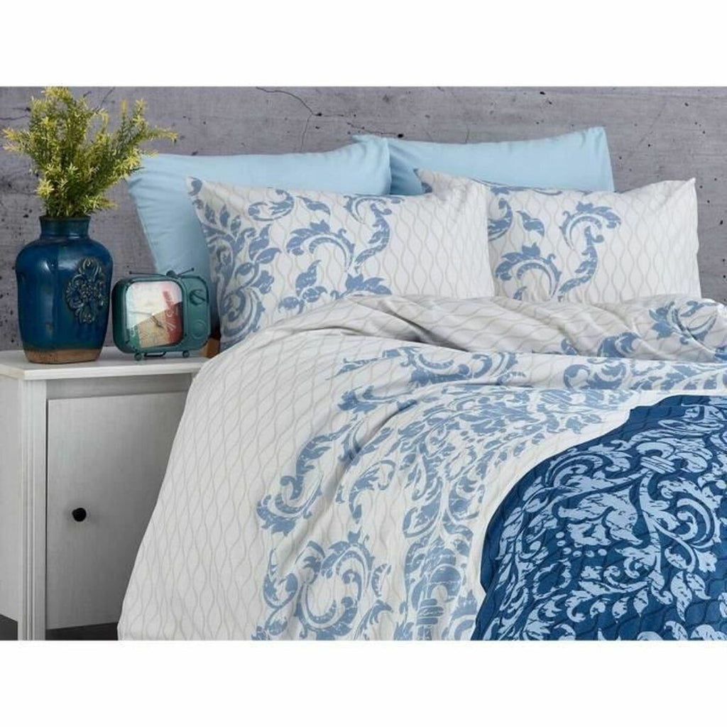 Juego de funda nórdica azul de algodón, cama de 200 — imagen 4