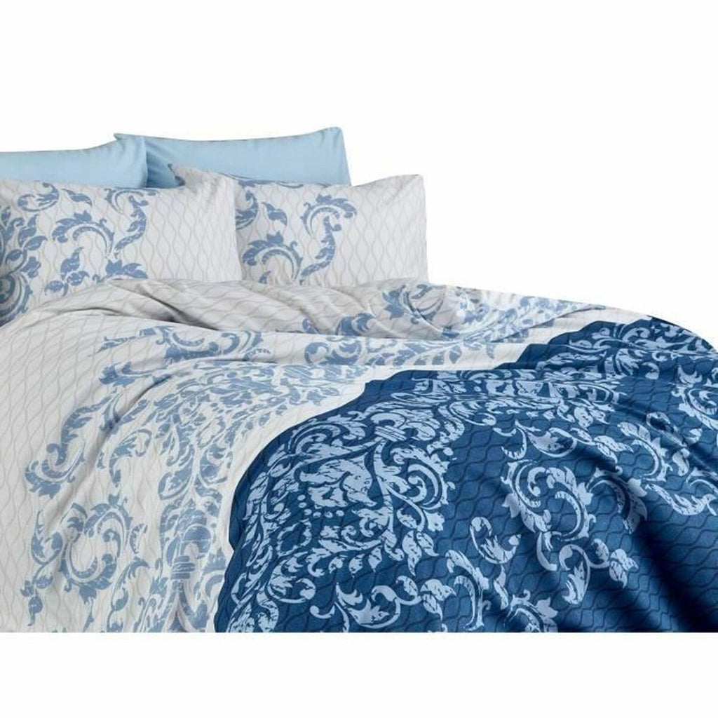Juego de funda nórdica azul de algodón, cama de 200