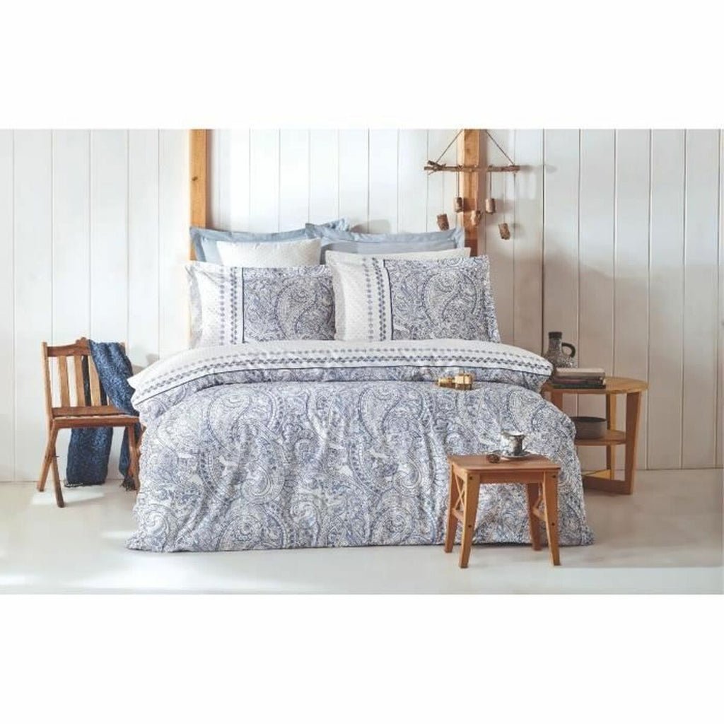 Juego de funda nórdica de algodón azul, cama de 200, 3 piezas — imagen 2