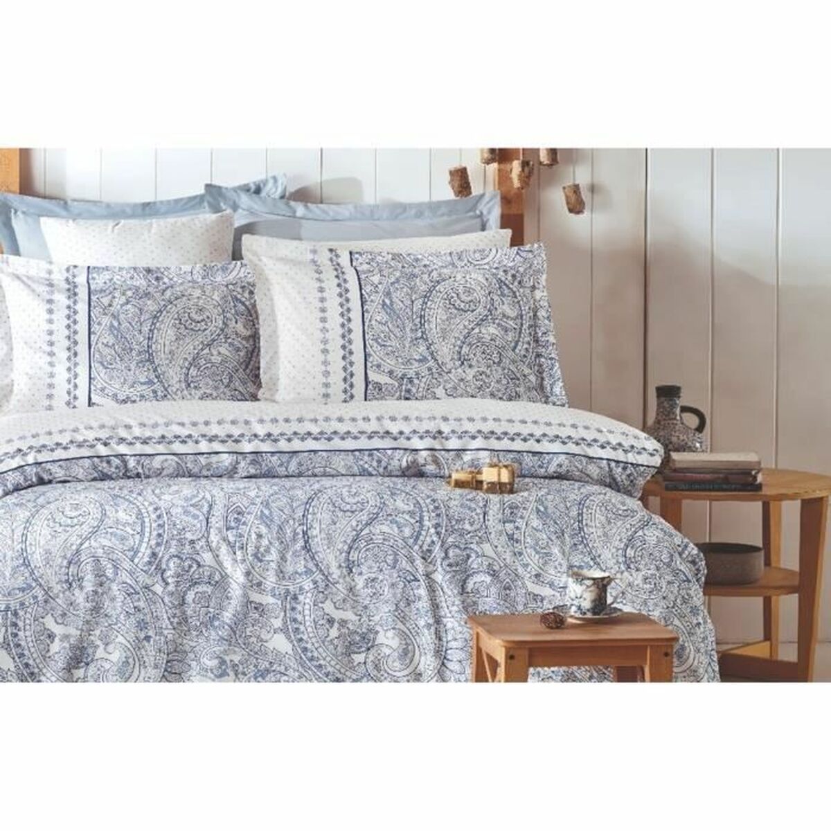 Juego de funda nórdica de algodón azul, cama de 200, 3 piezas — imagen 5