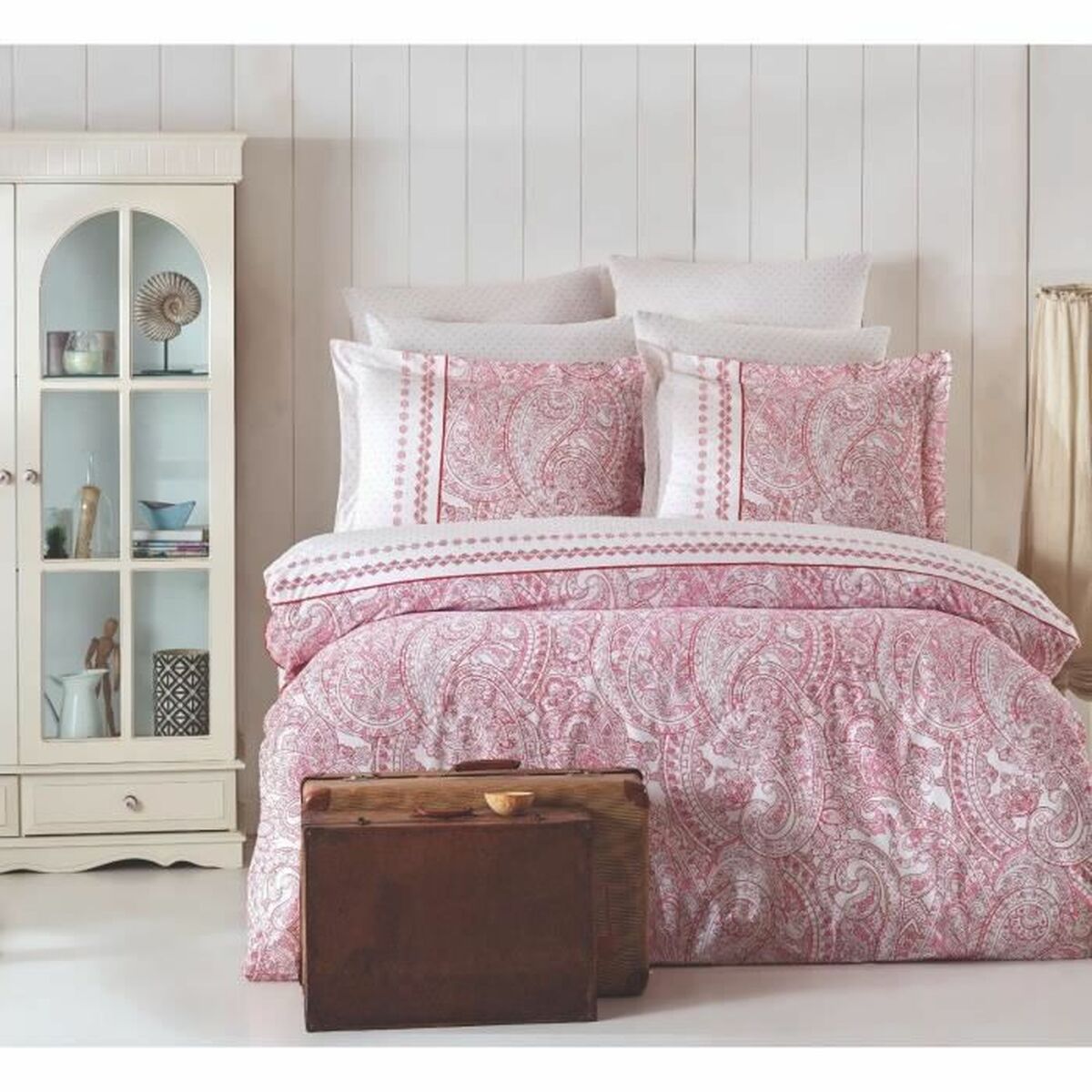 Funda nórdica de algodón en rosa, cama de 200, 3 piezas — imagen 2