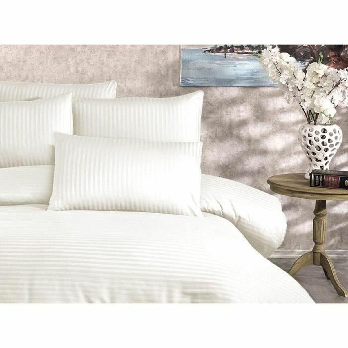Juego de funda nórdica de algodón y poliéster crema, cama de 200 — imagen 4