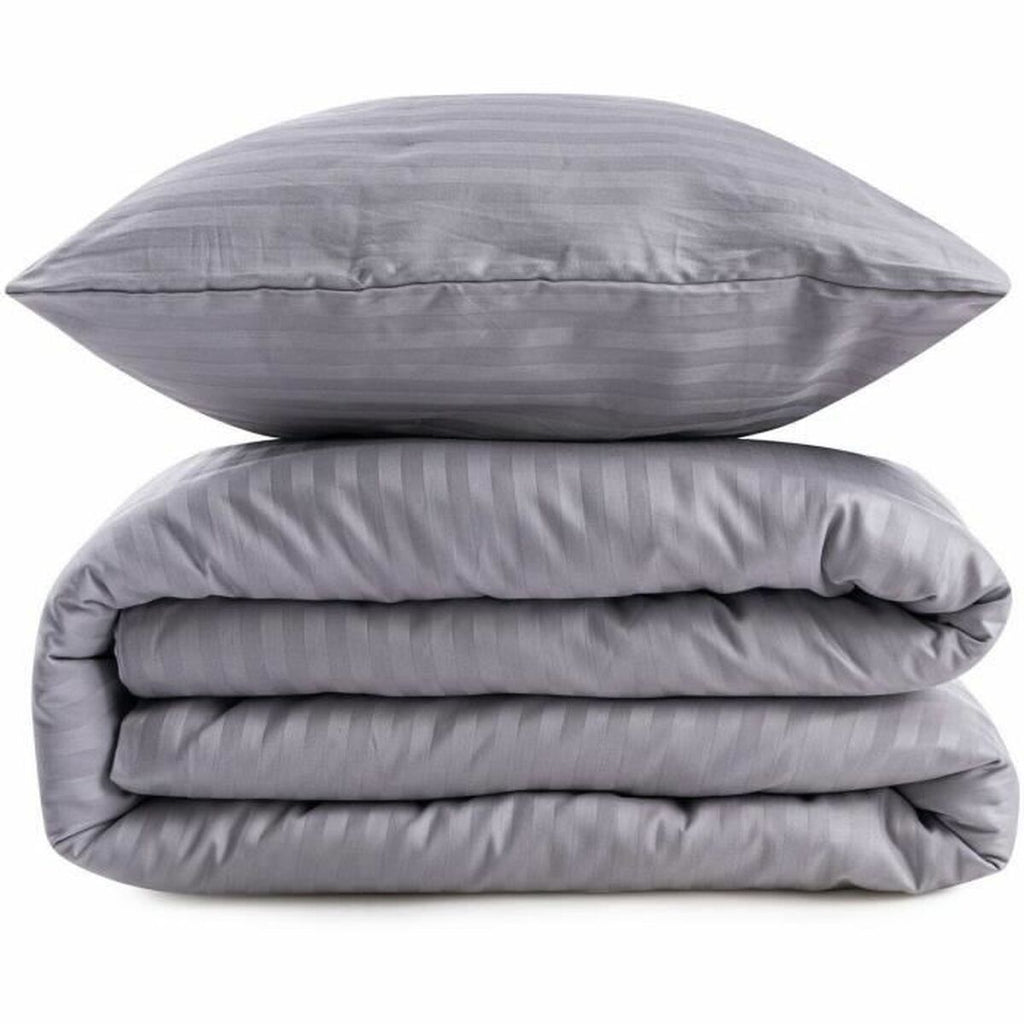 Juego de funda nórdica de algodón y poliéster gris, cama de 200