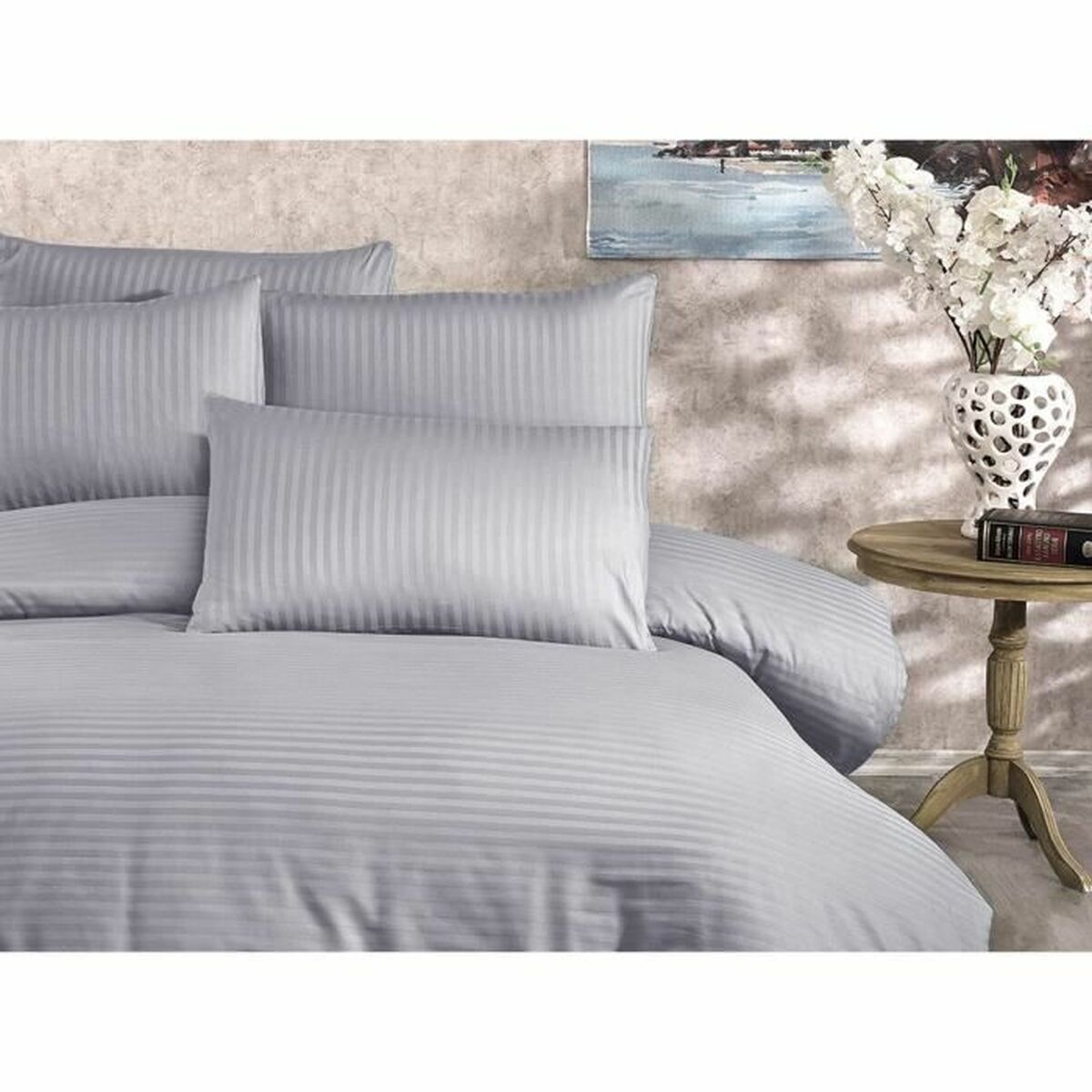 Juego de funda nórdica de algodón y poliéster gris, cama de 200 — imagen 4