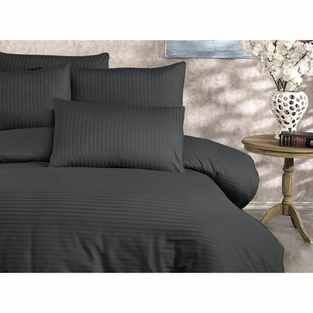 Juego de funda nórdica de algodón antracita, cama de 200 — imagen 4