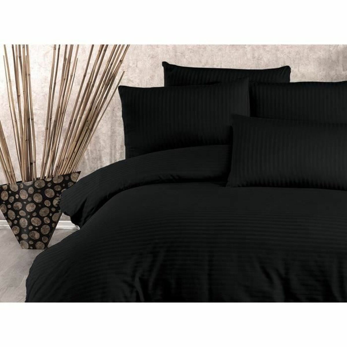 Juego de funda nórdica de algodón y poliéster negro, cama de 200 — imagen 3