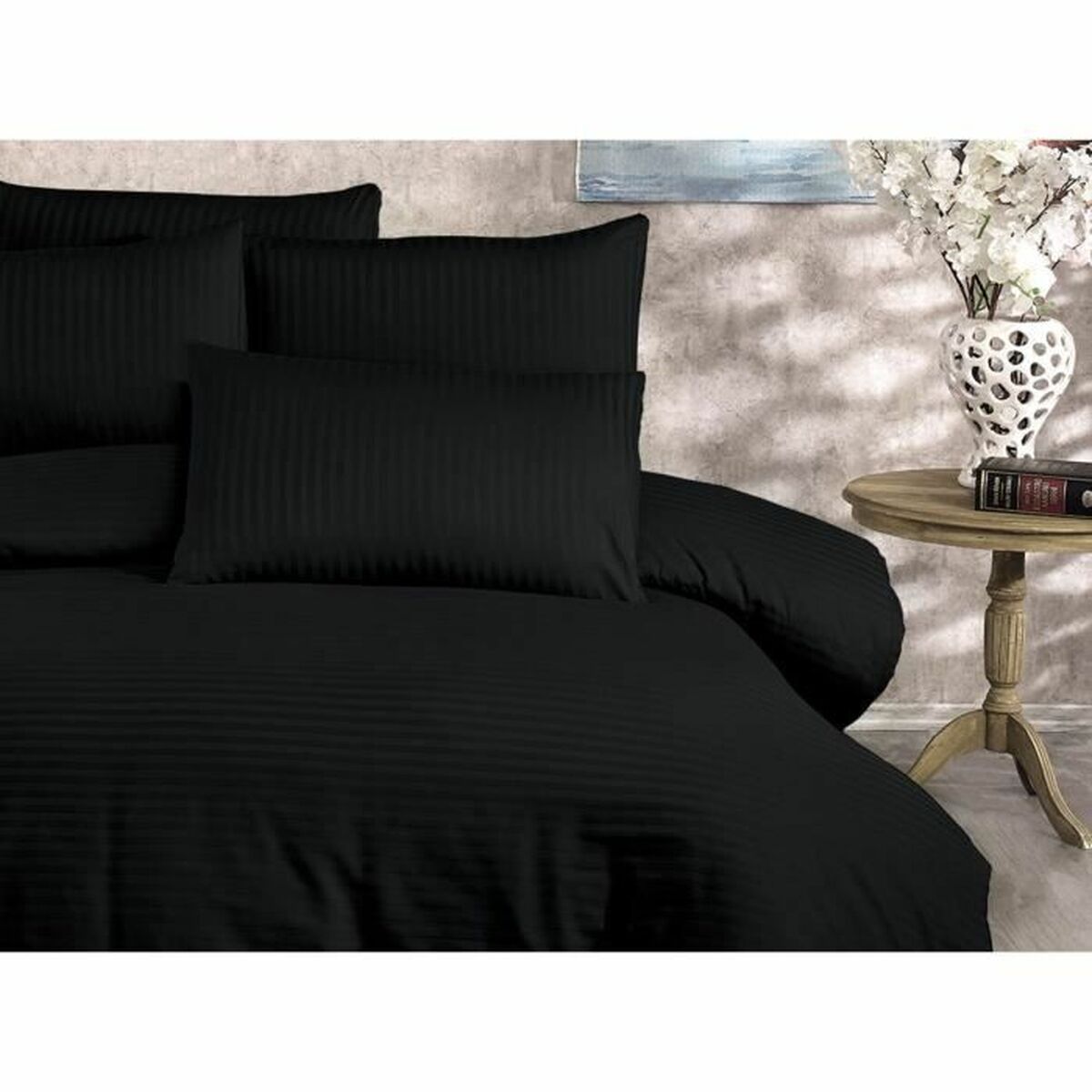 Juego de funda nórdica de algodón y poliéster negro, cama de 200 — imagen 4