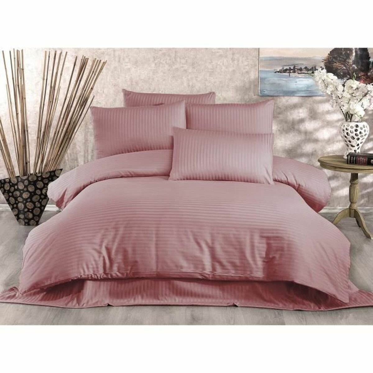 Juego de funda nórdica de algodón y poliéster beige, cama de 200 — imagen 2