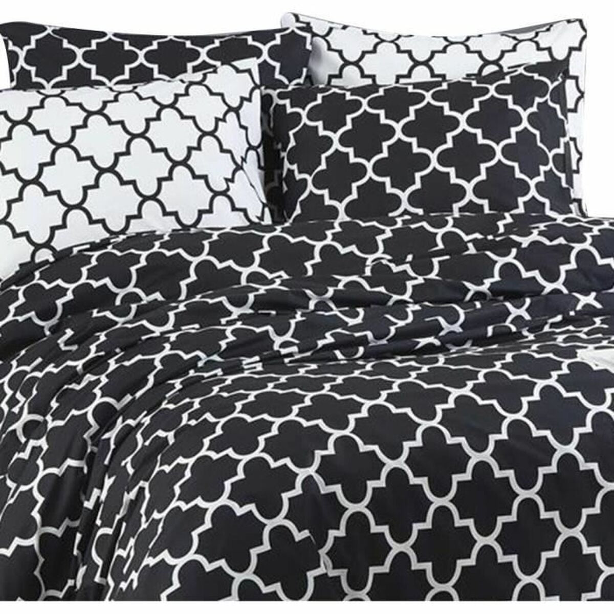 Juego de funda nórdica negra de algodón, cama de 200