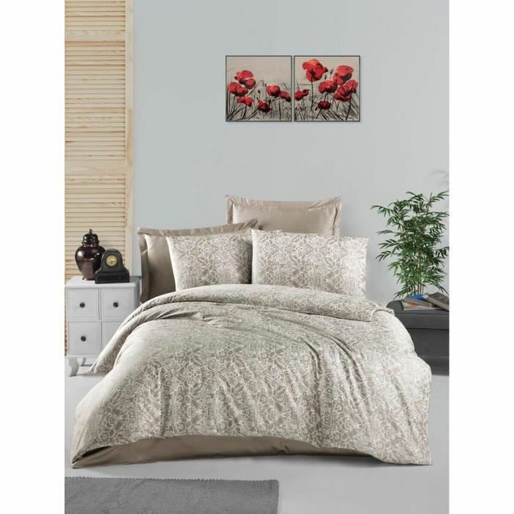 Juego de funda nórdica de algodón beige, cama de 200 — imagen 2