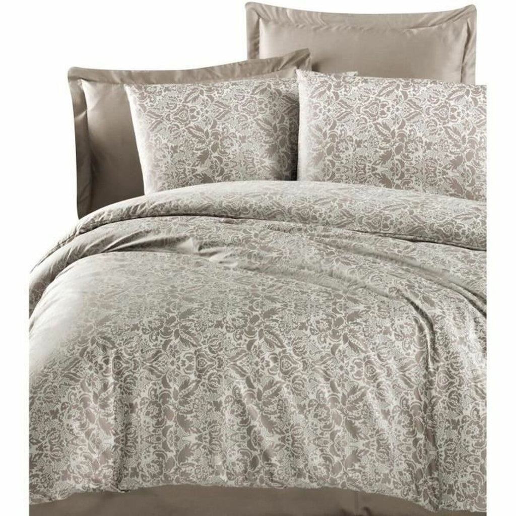 Juego de funda nórdica de algodón beige, cama de 200