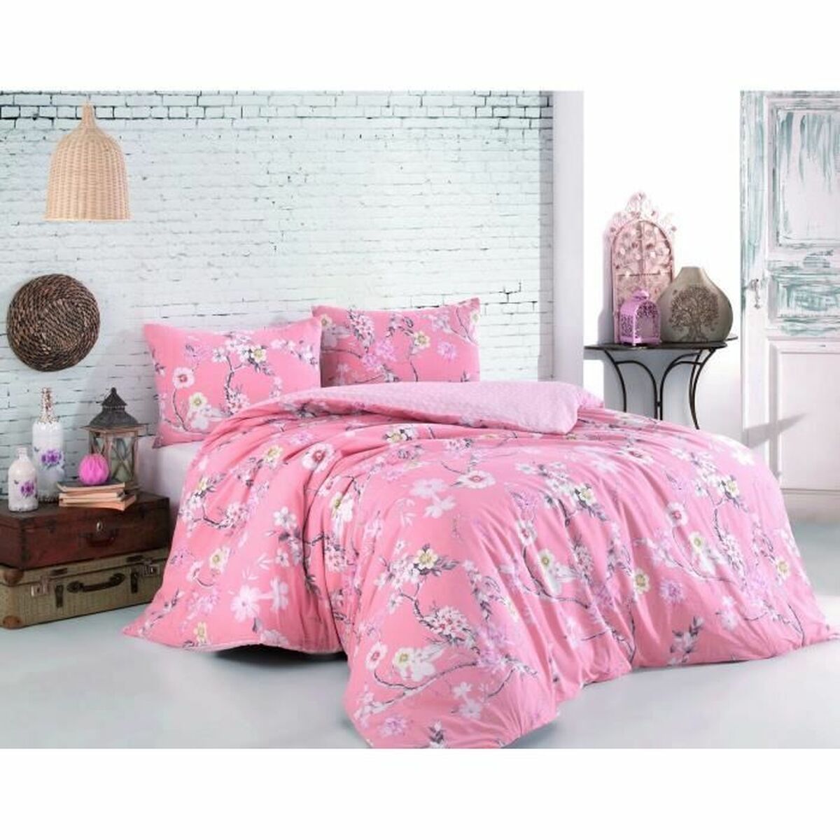 Juego de funda nórdica de algodón beige, cama de 200 — imagen 2