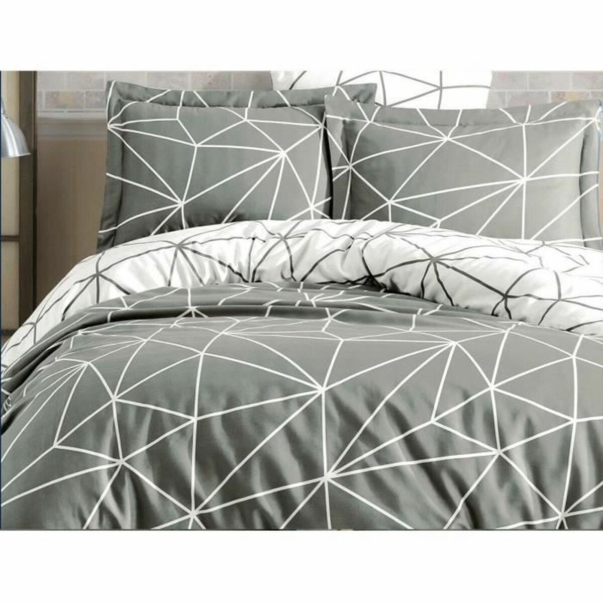 Juego de funda nórdica de algodón gris, cama de 200 cm — imagen 2