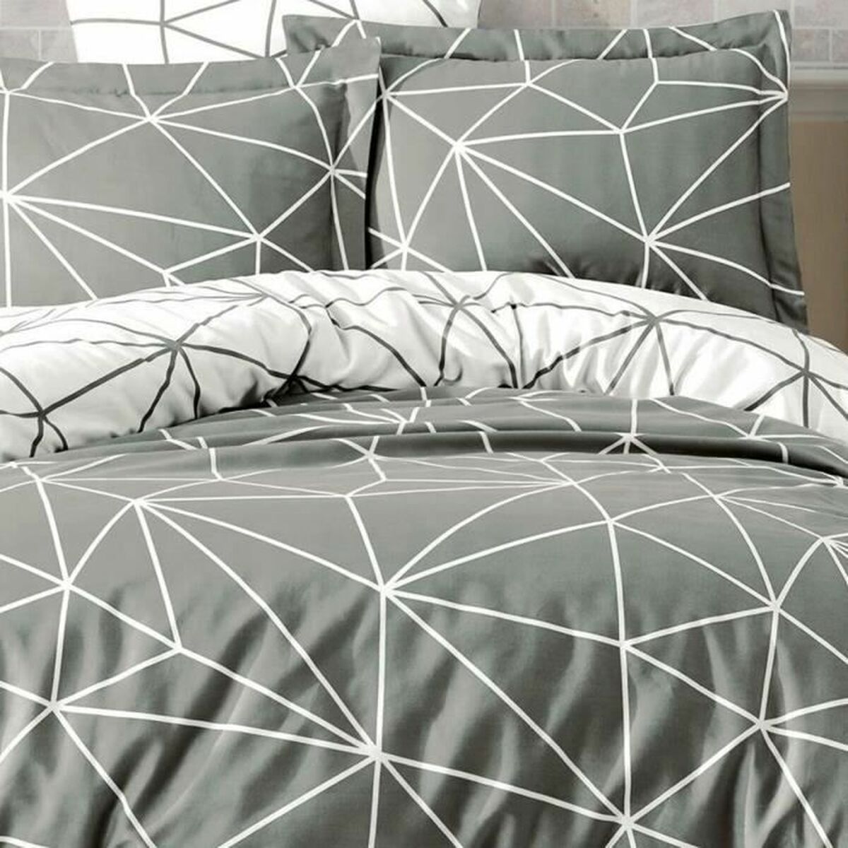 Juego de funda nórdica de algodón gris, cama de 200 cm — imagen 3