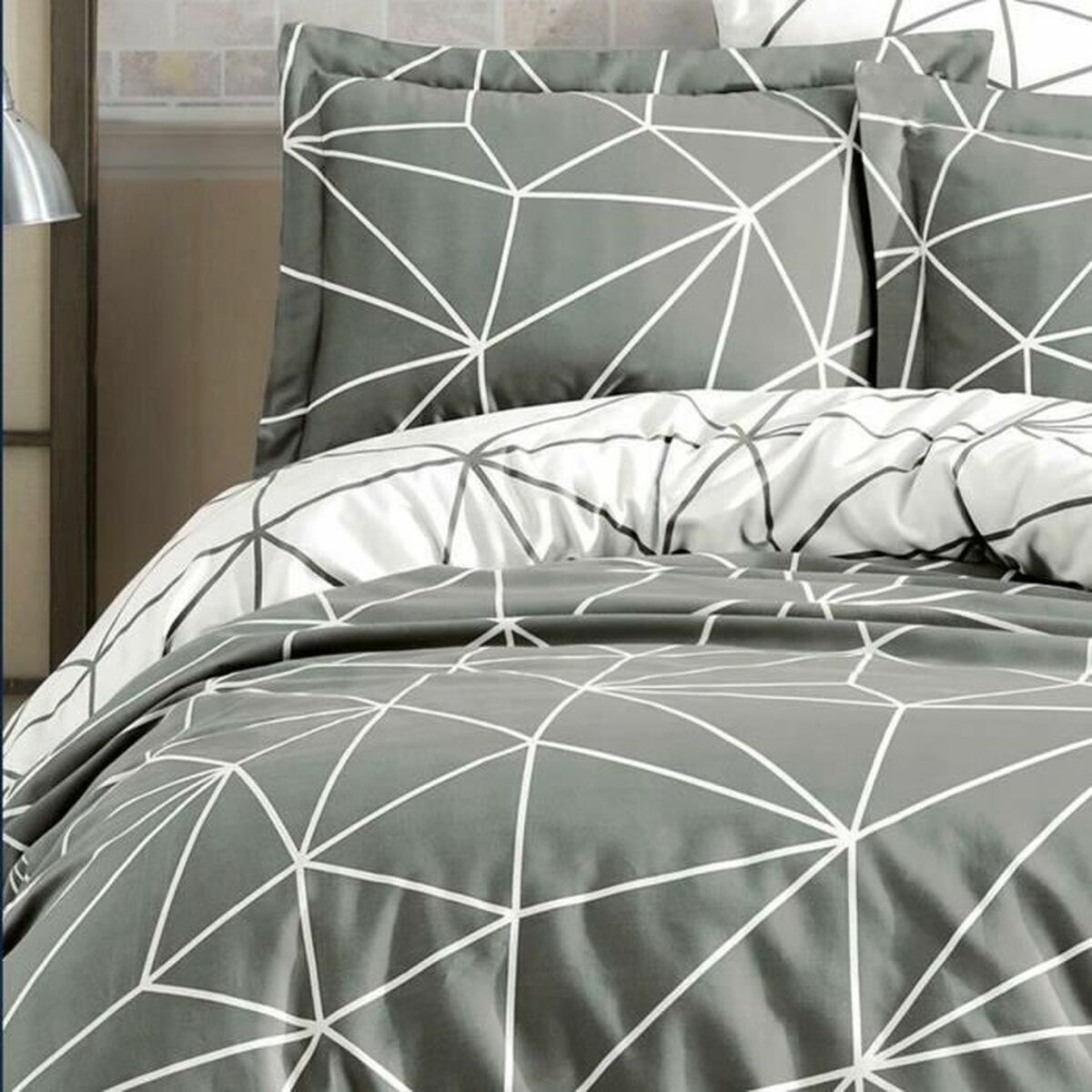 Juego de funda nórdica de algodón gris, cama de 200 cm — imagen 4
