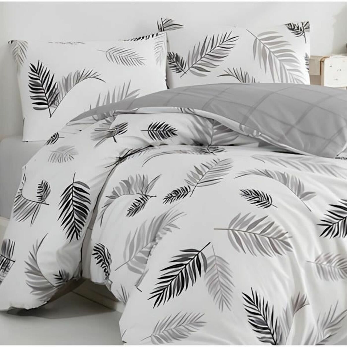 Juego de funda nórdica de algodón gris, cama de 200 — imagen 4