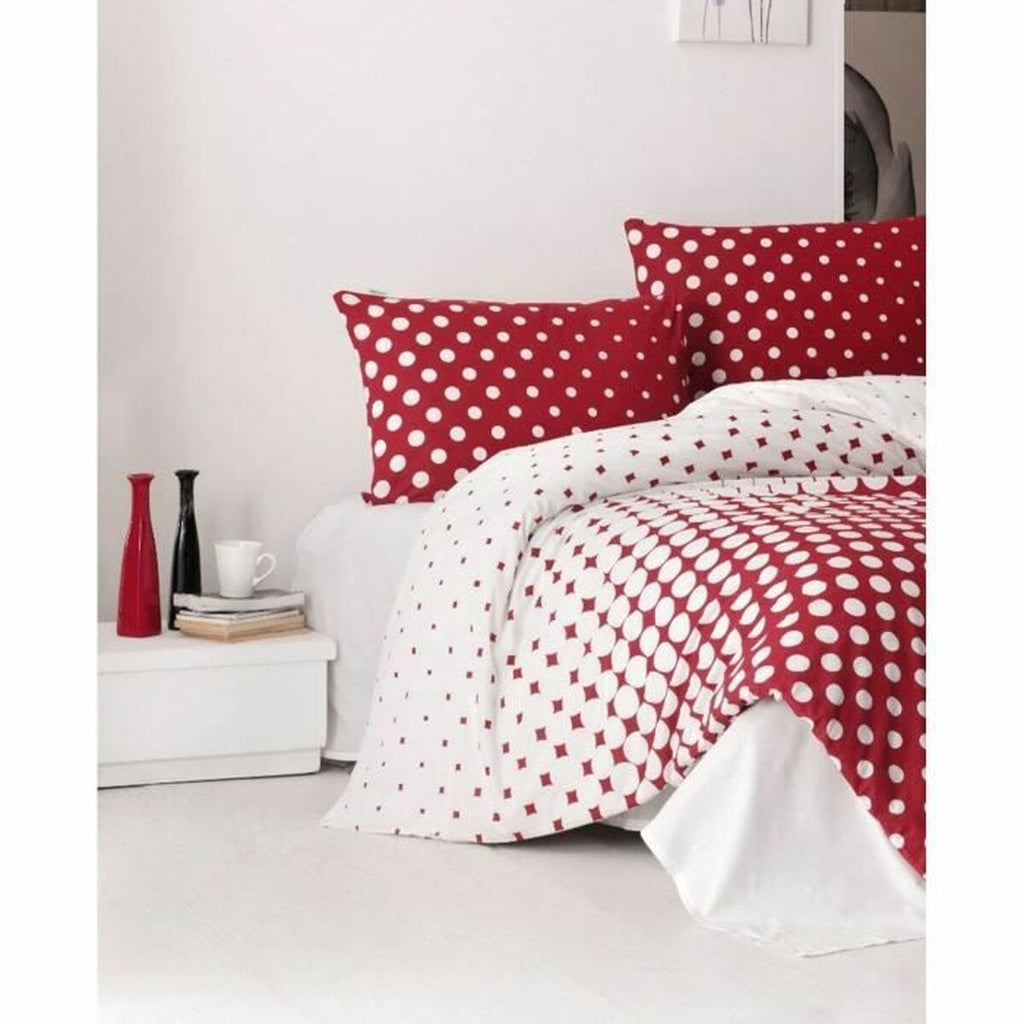 Juego de funda nórdica de algodón rojo con sábana encimera, cama 200 — imagen 3
