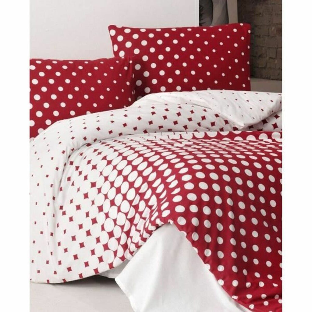 Juego de funda nórdica de algodón rojo con sábana encimera, cama 200 — imagen 4