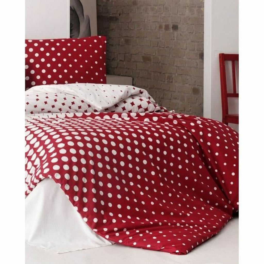 Juego de funda nórdica de algodón rojo con sábana encimera, cama 200 — imagen 5